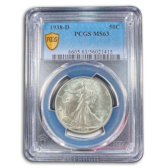 1938-D Walking Liberty Half Dollar MS-63 PCGS 1938-D Walking Liberty Half Dollar MS-63 PCGS