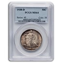 1938-D Walking Liberty Half Dollar MS-64 PCGS