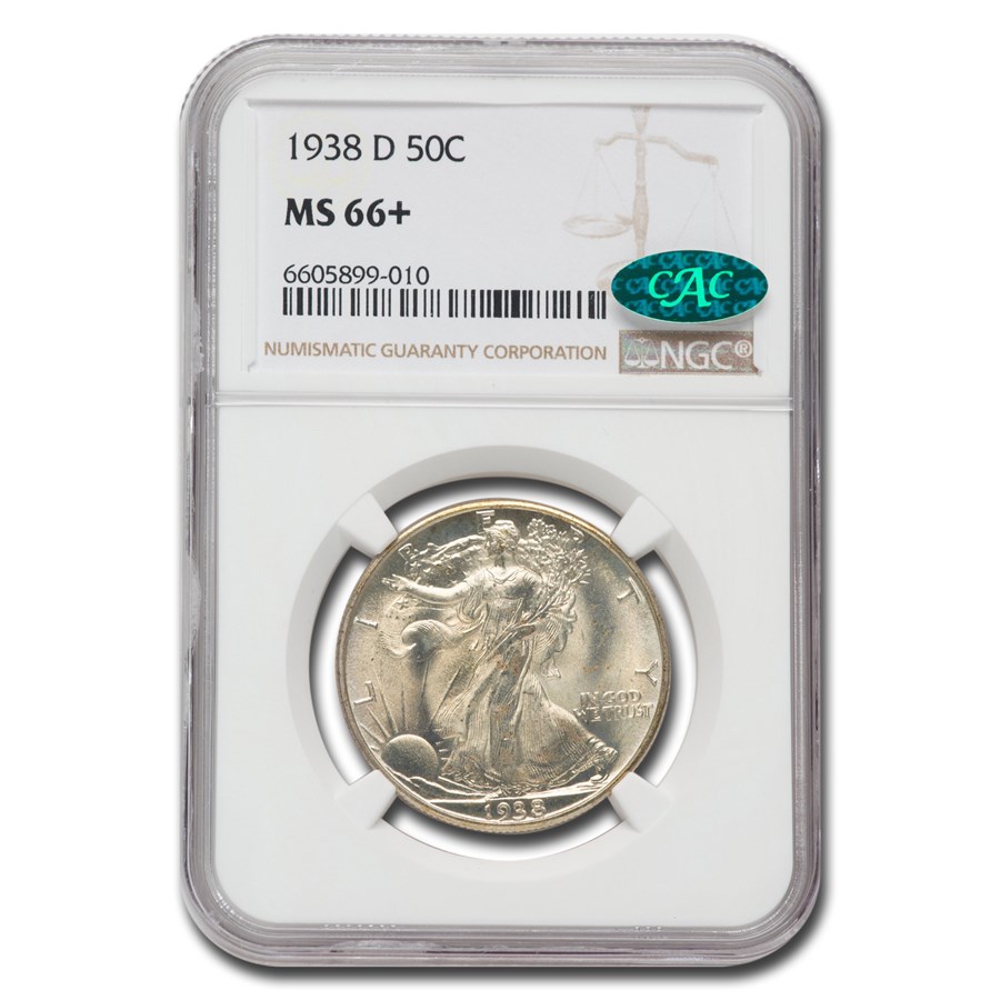 1938-D Walking Liberty Half Dollar MS-66+ NGC CAC