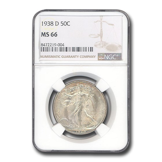 1938-D Walking Liberty Half Dollar MS-66 NGC