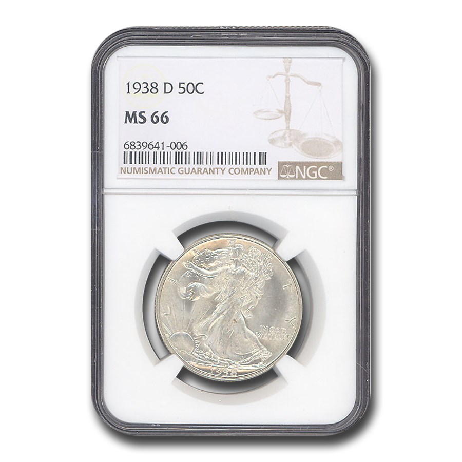 1938-D Walking Liberty Half Dollar MS-66 NGC