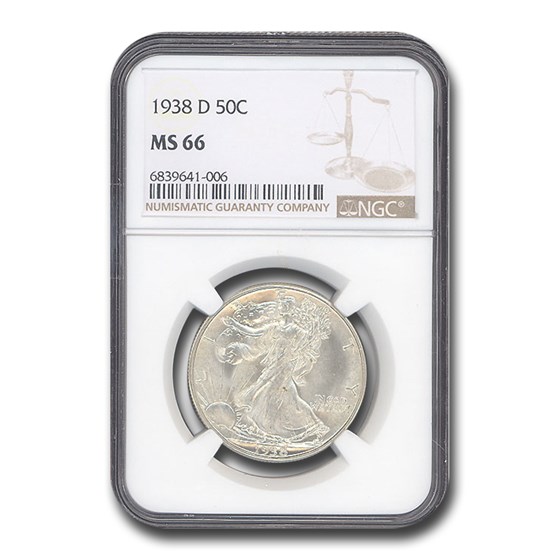 1938-D Walking Liberty Half Dollar MS-66 NGC 1938-D Walking Liberty Half Dollar MS-66 NGC
