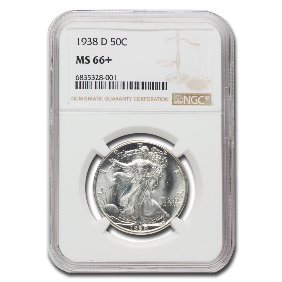 1938-D Walking Liberty Half Dollar MS-66+ NGC