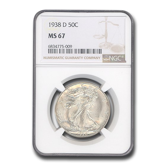 1938-D Walking Liberty Half Dollar MS-67 NGC 1938-D Walking Liberty Half Dollar MS-67 NGC
