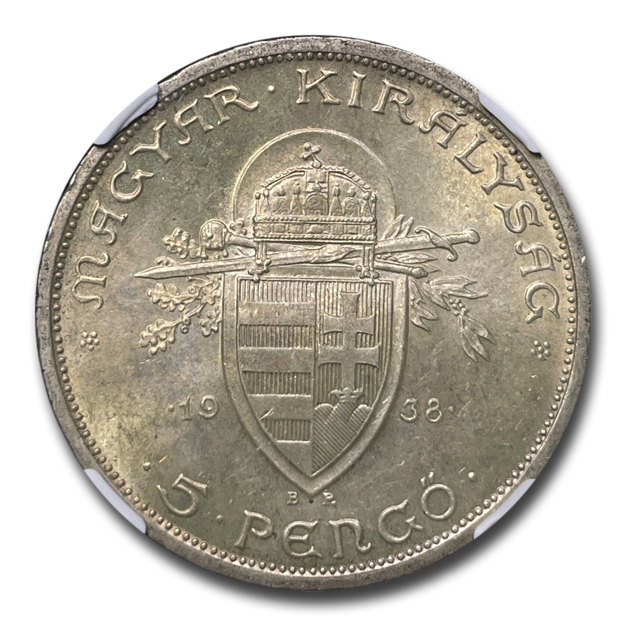 Buy 1938 Hungary Silver 5 Pengo St. Stephen MS-64 NGC | APMEX
