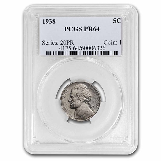 1938 Jefferson Nickel PR-64 PCGS 1938 Jefferson Nickel PR-64 PCGS