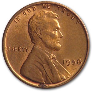 1938 Lincoln Cent BU (Red/Brown)