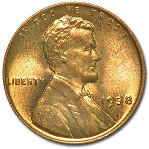 1938 Lincoln Cent BU (Red) 1938 Lincoln Cent BU (Red)