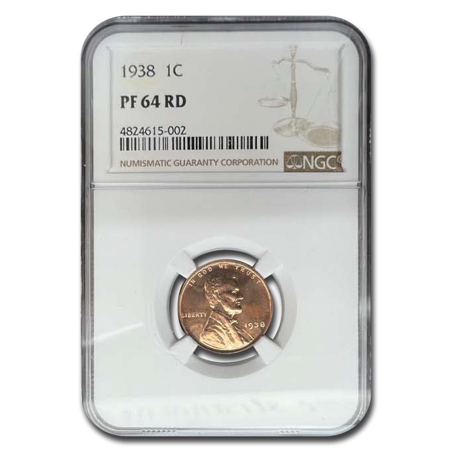 1938 Lincoln Cent PF-64 NGC (Red)