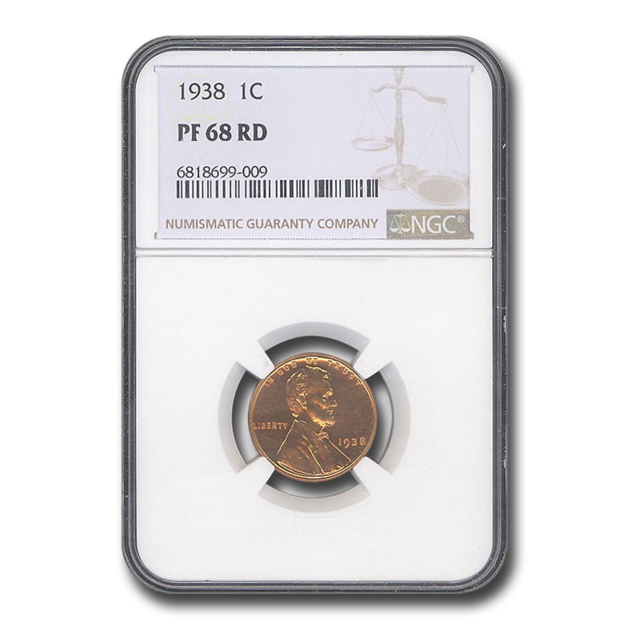 1938 Lincoln Cent PF-68 NGC (Red)