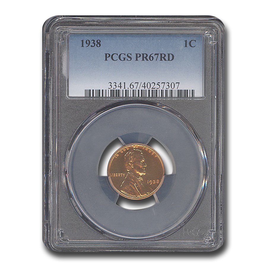 1938 Lincoln Cent PR-67 PCGS (Red)