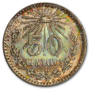 1938-M Mexico Silver 50 Centavos BU 1938-M Mexico Silver 50 Centavos BU