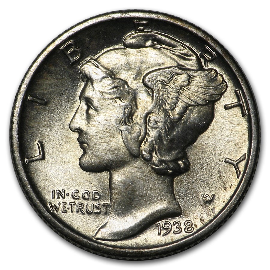 1938 Mercury Dime BU