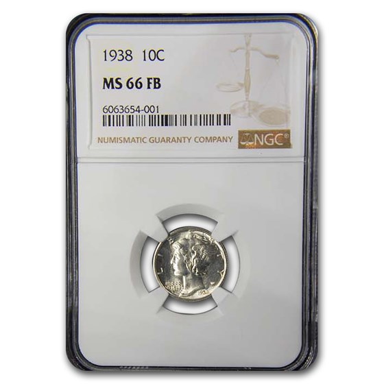 1938 Mercury Dime MS-66 NGC (FB) 1938 Mercury Dime MS-66 NGC (FB)