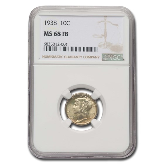 1938 Mercury Dime MS-68 NGC (FB) 1938 Mercury Dime MS-68 NGC (FB)