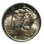1938 Mercury Dime MS-68 NGC