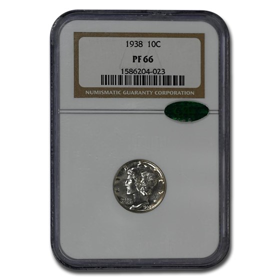 1938 Mercury Dime PF-66 NGC CAC 1938 Mercury Dime PF-66 NGC CAC