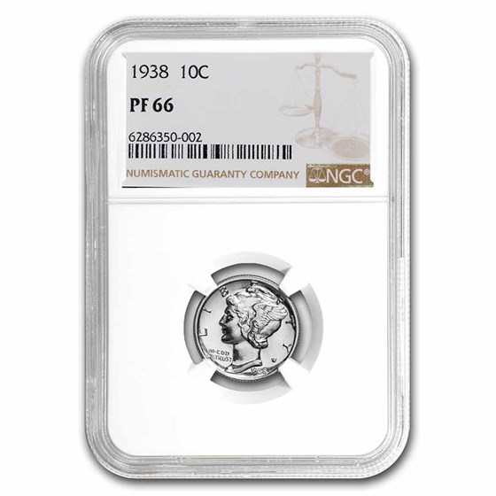 1938 Mercury Dime PF-66 NGC 1938 Mercury Dime PF-66 NGC