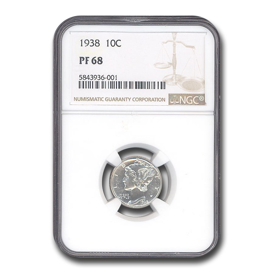 1938 Mercury Dime PF-68 NGC
