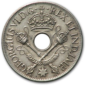 1938 New Guinea Silver Shilling George VI XF Details 1938 New Guinea Silver Shilling George VI XF Details