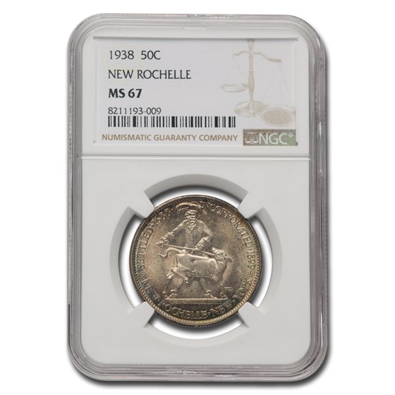 1938 New Rochelle Half Dollar Commem MS-67 NGC 1938 New Rochelle Half Dollar Commem MS-67 NGC