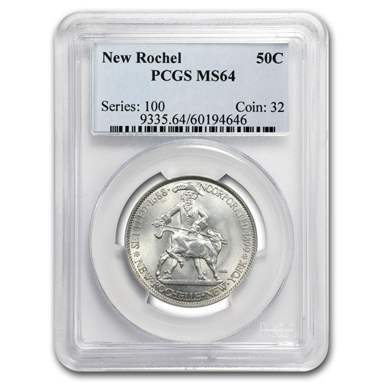 1938 New Rochelle, New York Half Dollar MS-64 PCGS 1938 New Rochelle, New York Half Dollar MS-64 PCGS
