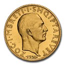 1938-R Albania Gold 20 Franga Ari Zog I MS-66 NGC