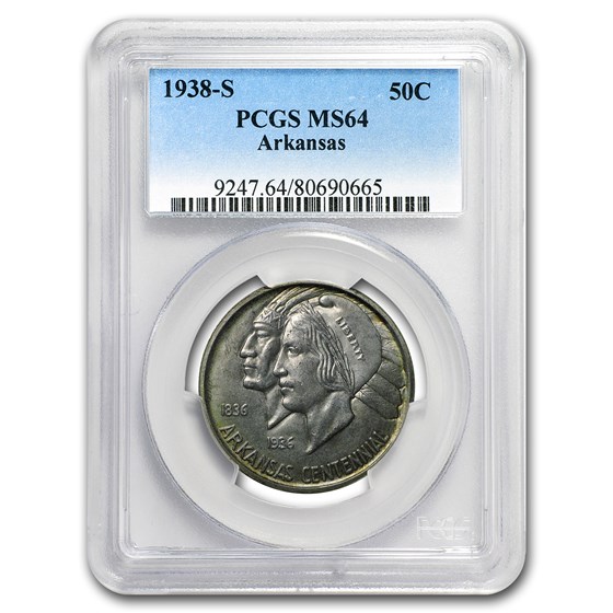 1938-S Arkansas Half Dollar MS-64 PCGS 1938-S Arkansas Half Dollar MS-64 PCGS