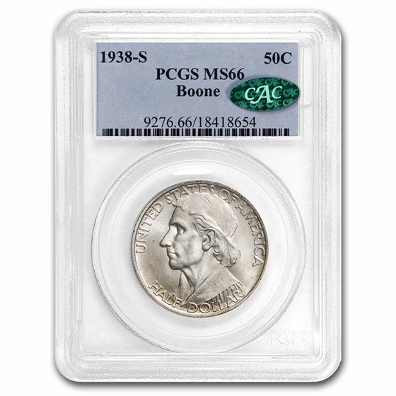 1938-S Boone Commemorative Half MS-66 PCGS CAC 1938-S Boone Commemorative Half MS-66 PCGS CAC