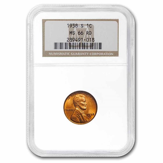1938-S Lincoln Cent MS-66 NGC (Red) 1938-S Lincoln Cent MS-66 NGC (Red)