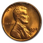 1938-S Lincoln Cent MS-66 PCGS (Red)