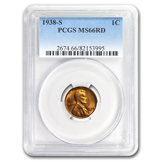 1938-S Lincoln Cent MS-66 PCGS (Red) 1938-S Lincoln Cent MS-66 PCGS (Red)