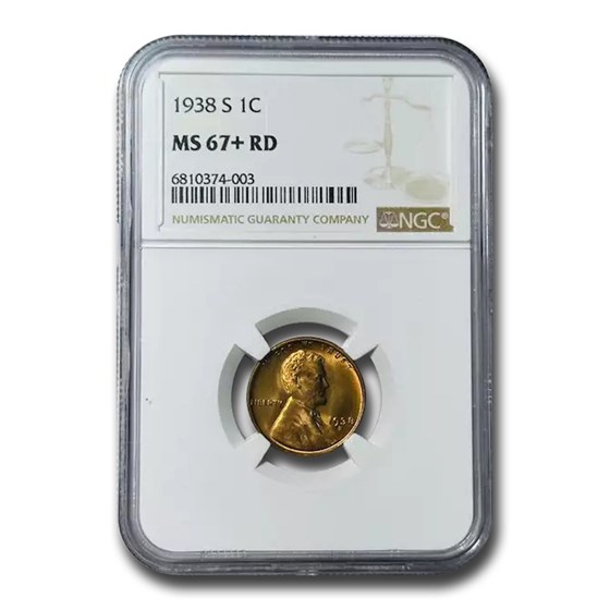1938-S Lincoln Cent MS-67+ NGC (Red) 1938-S Lincoln Cent MS-67+ NGC (Red)