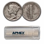1938-S Mercury Dime 50-Coin Roll Avg Circ