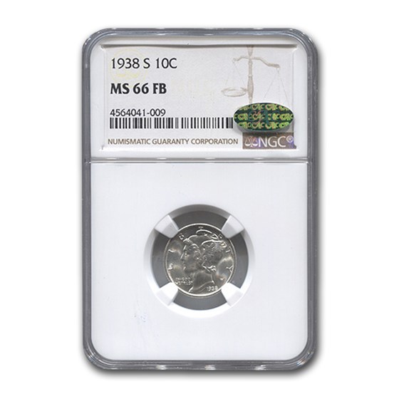 1938-S Mercury Dime MS-66 NGC CAC (FB) 1938-S Mercury Dime MS-66 NGC CAC (FB)