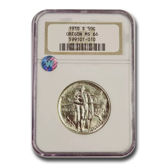 1938-S Oregon Trail Commemorative Half Dollar MS-66 NGC 1938-S Oregon Trail Commemorative Half Dollar MS-66 NGC