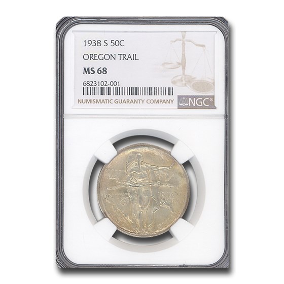 1938-S Oregon Trail Commemorative Half Dollar MS-68 NGC 1938-S Oregon Trail Commemorative Half Dollar MS-68 NGC