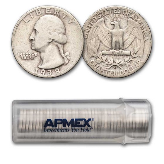 1938-S Washington Quarter 40-Coin Roll Avg Circ 1938-S Washington Quarter 40-Coin Roll Avg Circ