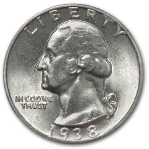 1938-S Washington Quarter BU 1938-S Washington Quarter BU
