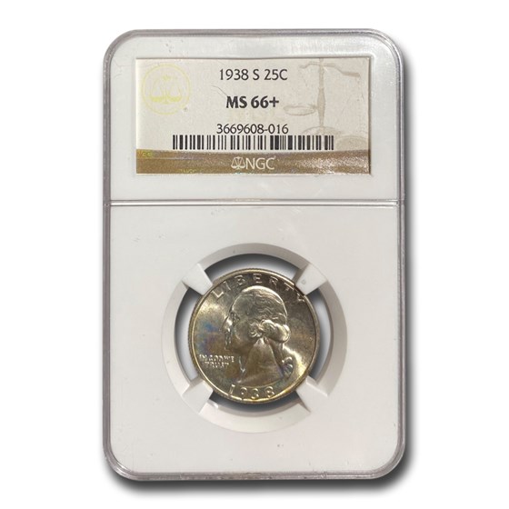 1938-S Washington Quarter MS-66+ NGC 1938-S Washington Quarter MS-66+ NGC
