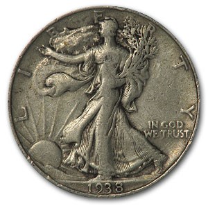 1938 Walking Liberty Half Dollar AU 1938 Walking Liberty Half Dollar AU
