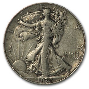 1938 Walking Liberty Half Dollar AU