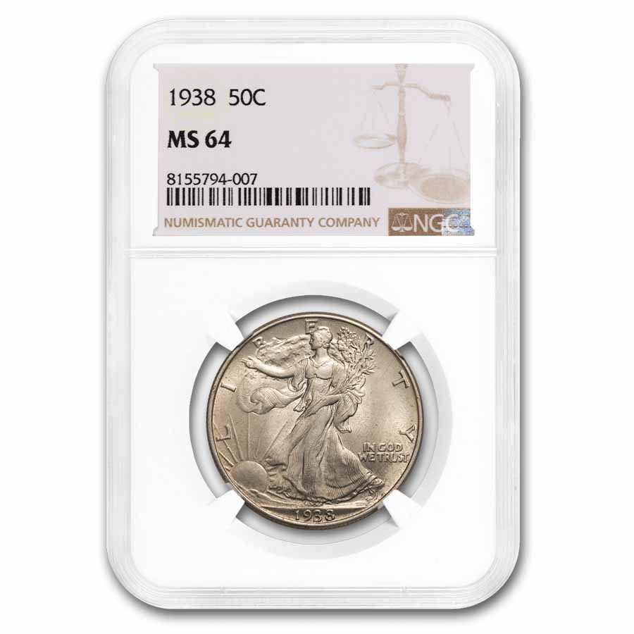 1938 Walking Liberty Half Dollar MS-64 NGC