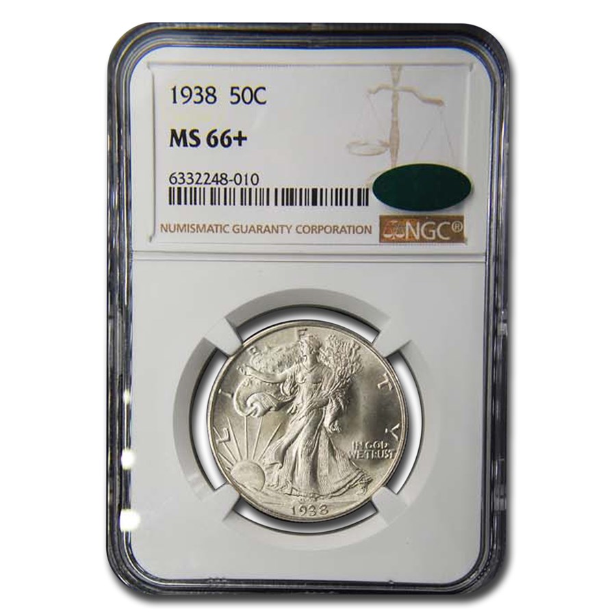 1938 Walking Liberty Half Dollar MS-66+ NGC CAC
