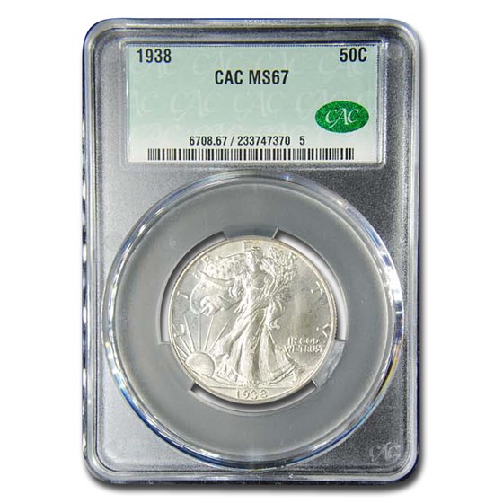 1938 Walking Liberty Half Dollar MS-67 CACG 1938 Walking Liberty Half Dollar MS-67 CACG