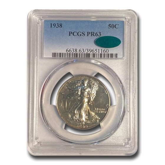 1938 Walking Liberty Half Dollar PR-63 PCGS CAC 1938 Walking Liberty Half Dollar PR-63 PCGS CAC