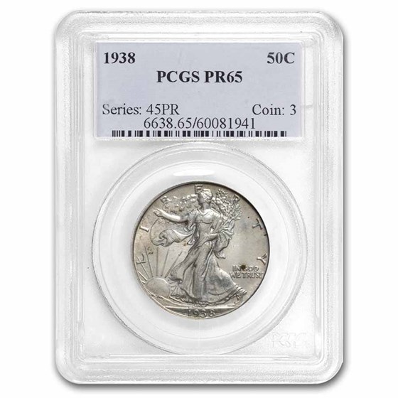 1938 Walking Liberty Half Dollar PR-65 PCGS 1938 Walking Liberty Half Dollar PR-65 PCGS