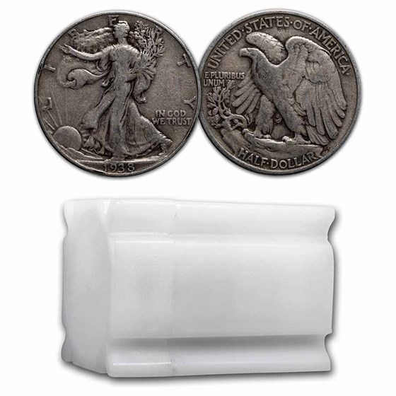 1938 Walking Liberty Halves 20-Coin Roll Avg Circ 1938 Walking Liberty Halves 20-Coin Roll Avg Circ