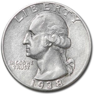 1938 Washington Quarter AU