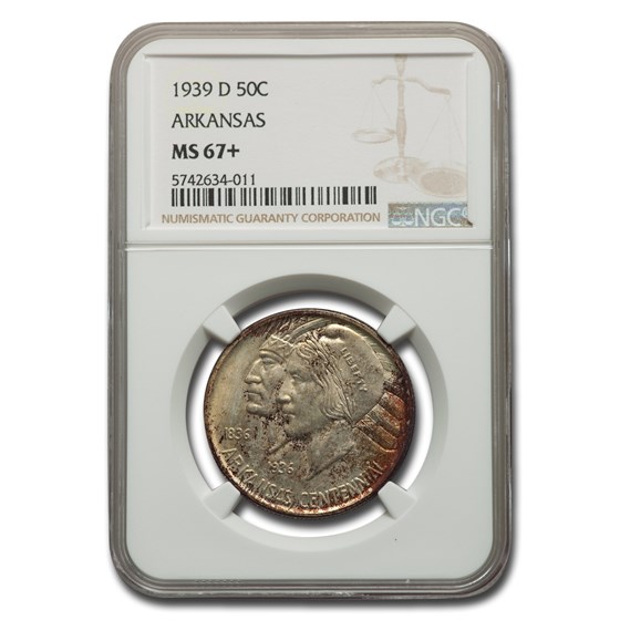 1939-D Arkansas Centennial Commemorative Half Dollar MS-67+ NGC 1939-D Arkansas Centennial Commemorative Half Dollar MS-67+ NGC